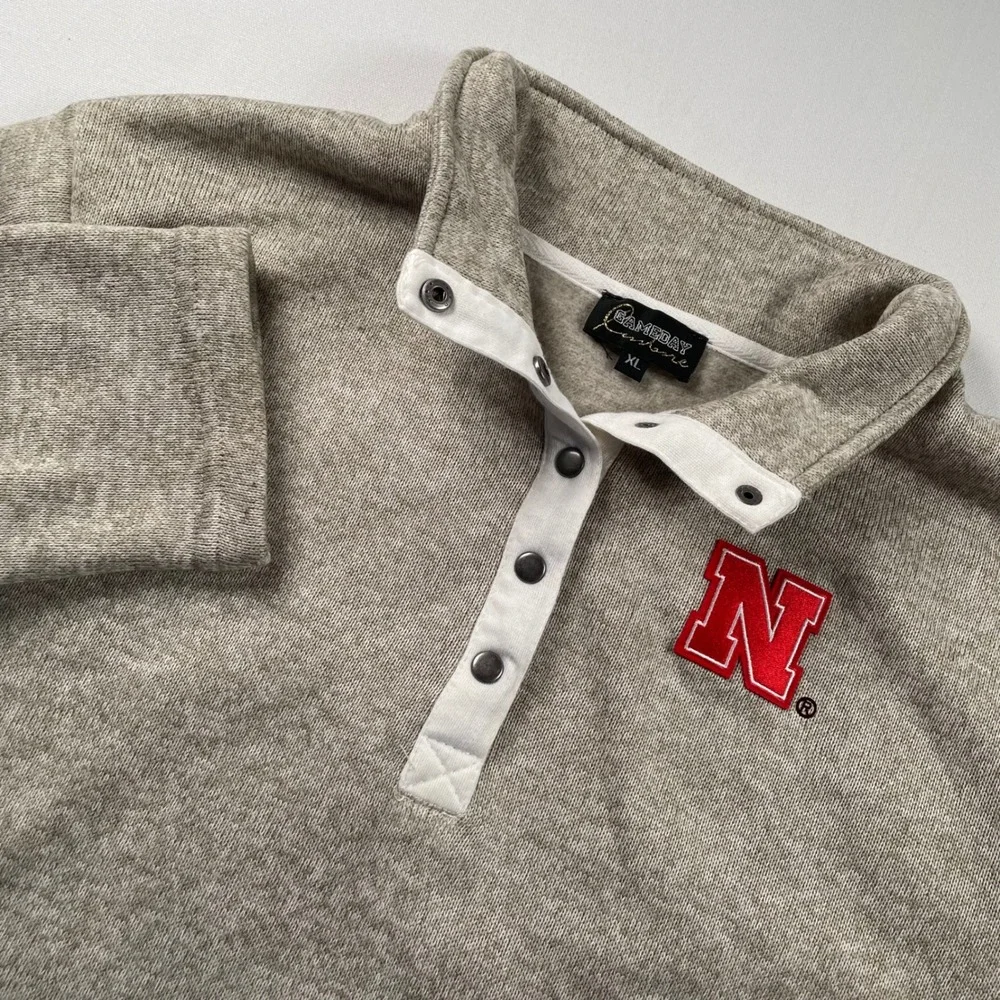 Gameday Couture Nebraska Huskers Snap Pullover Oatmeal Heather XL Women Sweater